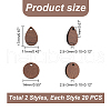  Elit 40Pcs 2 Styles Walnut Wood Pendants WOOD-PH0002-34-2