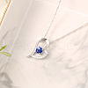 Zinc Alloy Pave Medium Blue Cubic Zirconia Pendant Necklaces for Women FS-WGB158F-01-1