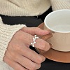 925 Sterling Silver Round Beaded Adjustable Cuff Rings FS-WG0E80B-01-4