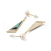 Paua Shell & Pearl Dangle Stud Earrings EJEW-P256-02G-2