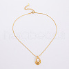 Elegant Stainless Steel with Imitation Pearl Teardrop Pendant Necklaces for Fashionable Women AJ2709-3