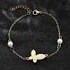 304 Stainless Steel Butterfly Link Bracelets BJEW-C098-01D-G-3