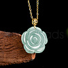 Flower Natural Jade Pendant 925 Sterling Silver Chain Necklaces for Women FS-WGE521C-01-2