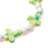 4Pcs 4 Colors Dyed Synthetic Turquoise Round Beads Stretch Bracelets for Women Men BJEW-JB11609-5