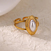 Retro Royal Style 304 Stainless Steel Imitation Pearl Cuff Rings FS-WG343E9-01-1