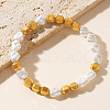 Mother's Day Jewellery Bohemian Style Natural Pearl & Electroplated Synthetic Non-magnetic Hematite Stretch Beaded Bracelets for Friends and Besties UB6444-4