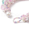 Flower Glass Seed Braided Beaded Bracelets BJEW-MZ00059-4