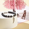 Matte Round Synthetic Black Stone Beaded Bracelet BJEW-JB06963-4