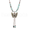 Ethnic Style Butterfly Alloy & Porcelain Beads Pendant Long Necklaces for Women FS-WG12891-01-2