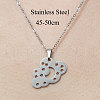 201 Stainless Steel Hollow Cloud with Star Pendant Necklace NJEW-OY001-76-3