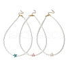3Pcs 3 Colors Dyed Synthetic Turquoise Starfish & Glass Seed Beaded Necklaces NJEW-JN05330-2