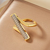 Brass Micro Pave Cubic Zirconia Cuff Rings for Women BP2038-3-1