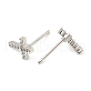 Brass Micro Pave Clear Cubic Zirconia Stud Earrings EJEW-R016-26P-18-4