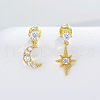 S925 Sterling Silver Star & Moon Dangle Stud Earrings UM6592-1-3