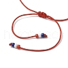 Independence Day Natural Carnelian & White Jade & Dyed Yellow Jade Gemstone Round Beads Braided Bracelets BJEW-MZ00178-02-5