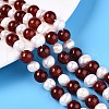 Natural Carnelian(Dyed & Heated) Round & Natural Cultured Freshwater Pearl Grooved Potato Beads Strands PEAR-N019-09-1