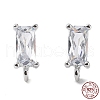 Rhodium Plated 925 Sterling Silver with Clear Cubic Zirconia Stud Earring Findings STER-G036-10P-1