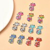 12Pcs 6 Colors Printed Alloy Pendants FIND-YW0004-49-2