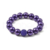 Round Shell Pearl Beads Stretchy Bracelets for Women BJEW-XCP0002-07-2