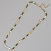 Christmas Theme Glass & Imitation Pearl & Brass LOVE Star Beaded Necklaces GF3195-7-1
