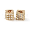 Real 18K Gold Plated Brass Micro Pave Cubic Zirconia Beads KK-E068-VB466-1-2