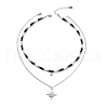Clear Cubic Zirconia Star Pendant Necklaces Set NJEW-JN04150-1