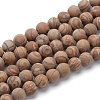 Natural Wood Lace Stone Round Bead Strands X-G-T055-8mm-06-1