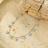 304 Stainless Steel Clear Cubic Zirconia Flat Round & Shell Shaped Bib Necklaces for Women NJEW-U031-08P-02-1