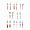 Pointed Bullet Natural & Synthetic Mixed Gemstone Dangle Earrings EJEW-K084-A-1