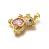 Rack Plating Brass Micro Pave Cubic Zirconia Pendants KK-L226-006G-08-2