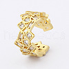 Brass Micro Pave Cubic Zirconia Adjustable Open Rings FS-WG624C0-01-5