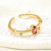 Brass Micro Pave Cubic Zirconia Cuff Rings for Women RJEW-H247-24G-2
