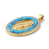 Rack Plating Brass Micro Pave Cubic Zirconia with Synthetic Opal Pendants KK-D088-22G-3