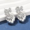 Bowknot Brass Micro Pave Clear Cubic Zirconia Dangle Stud Earrings for Women EJEW-U057-03P-2