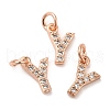 Brass Micro Pave Grade AAA Cubic Zirconia Charms ZIRC-P067-11RG-Y-NR-1