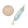 3Pcs 3 Styles Electroplated Natural Quartz Crystal Pointed Copper Wire Wrapped Pendants PALLOY-JF03766-04-2