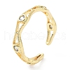 Rack Plating Brass Micro Pave Clear Cubic Zirconia Cuff Rings RJEW-C043-04G-1