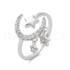 925 Sterling Silver Micro Pave Cubic Zirconia Cuff Rings for Women RJEW-U046-03P-2