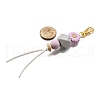 Sunflower Silicone & Natural Wood Beads Pendant Decorations HJEW-JM03080-04-5