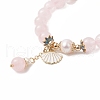 Natural Rose Quartz & Pearl Stretch Bracelet BJEW-JB09224-01-4