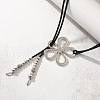Flower Hollow Flower Bohemian Style Alloy Pendant Black Faux Suede Cord Lariat Necklaces for Women FS-WG7C28D-01-3