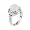 Natural Quartz Crystal Round Adjustable Rings RJEW-K271-04P-07-2