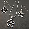 Flower Alloy Pendant Necklace & Dangle Earrings Sets for Women FS-WGBA49E-01-1
