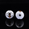 Bees Theme Printed Wooden Beads WOOD-D006-05A-4