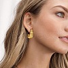304 Stainless Steel Oval Beaded Ring Stud Earrings SP8532-1-3