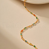 Special-interest Brass Pave Cubic Zirconia Rectangle Link Chain Necklaces for Women FS-WG3A151-01-4
