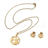 Football 201 Stainless Steel Pendant Necklaces & Stud Earrings Sets for Women SJEW-Q025-01G-4