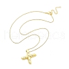 Brass & Plastic Pearl Letter Pendant Box Chain Necklaces for Women NJEW-U017-01G-24-3