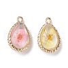 Glass Dried Flower Pendants RESI-F030-23-2