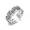 Sterling Silver Open Cuff Rings for Women RJEW-R008-01AS-06-4